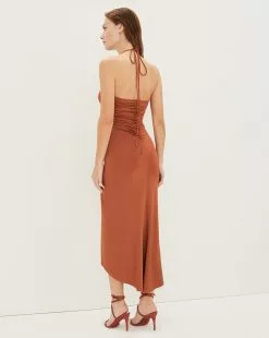 Veronica Beard Saskia Halter Dress -Veronica Beard Sales 2023 2303JY5420510 GOLDENBROWN PRODUCT 04