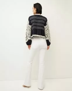 Veronica Beard Dorian Embroidered Linen Jacket -Veronica Beard Sales 2023 2304EM2610437 NAVY OFFWHITE PRODUCT 04