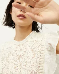 Veronica Beard Capriana Embroidered Top -Veronica Beard Sales 2023 2304EM4040470 OFFWHITE PRODUCT 03