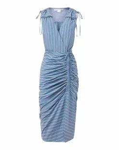 Veronica Beard Teagan Striped Dress -Veronica Beard Sales 2023 2304SH452264 BLUEKELLYGREEN