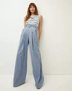 Veronica Beard Maliyah Striped Wide-Leg Pant 10 Veronica Beard Maliyah Striped Wide-Leg Pant -Veronica Beard Sales 2023 2304SH4560210 BLUEKELLYGREEN PRODUCT 04