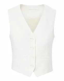 Veronica Beard Bennett Twill-Linen Vest -Veronica Beard Sales 2023 2304SU2110328