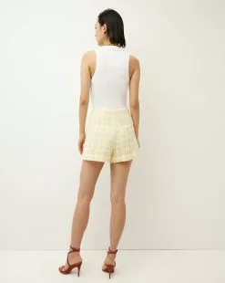 Veronica Beard Jazmin Tweed Short -Veronica Beard Sales 2023 2304TW3580202 PALEYELLOWWHITE PRODUCT 04