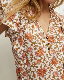 Veronica Beard Joi Floral Block-Print Top 7 Veronica Beard Joi Floral Block-Print Top -Veronica Beard Sales 2023 2305CO764944 OFFWHITEMULTI PRODUCT 03