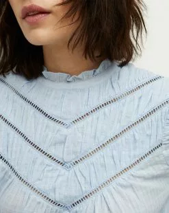 Veronica Beard Frasier Ruffled-Neck Top -Veronica Beard Sales 2023 2305CO8040523 BLUEMIST PRODUCT 03