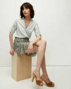 Veronica Beard Taras Floral-Silk Skirt -Veronica Beard Sales 2023 2305GGT063293 FORESTARMYMULTI PRODUCT 01