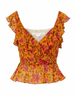 Veronica Beard Randa Floral-Silk Top -Veronica Beard Sales 2023 2305GGT0640331