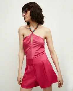 Veronica Beard Akeeva Beaded-Rope-Halter Top