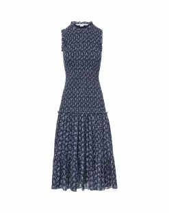 Veronica Beard Verena Smocked Cotton-Voile Dress 9 Veronica Beard Verena Smocked Cotton-Voile Dress -Veronica Beard Sales 2023 2306CO2720294 MARINE OFF WHITE 5a0c9da0 2c04 47cd 91c6 43bc9786d2ff