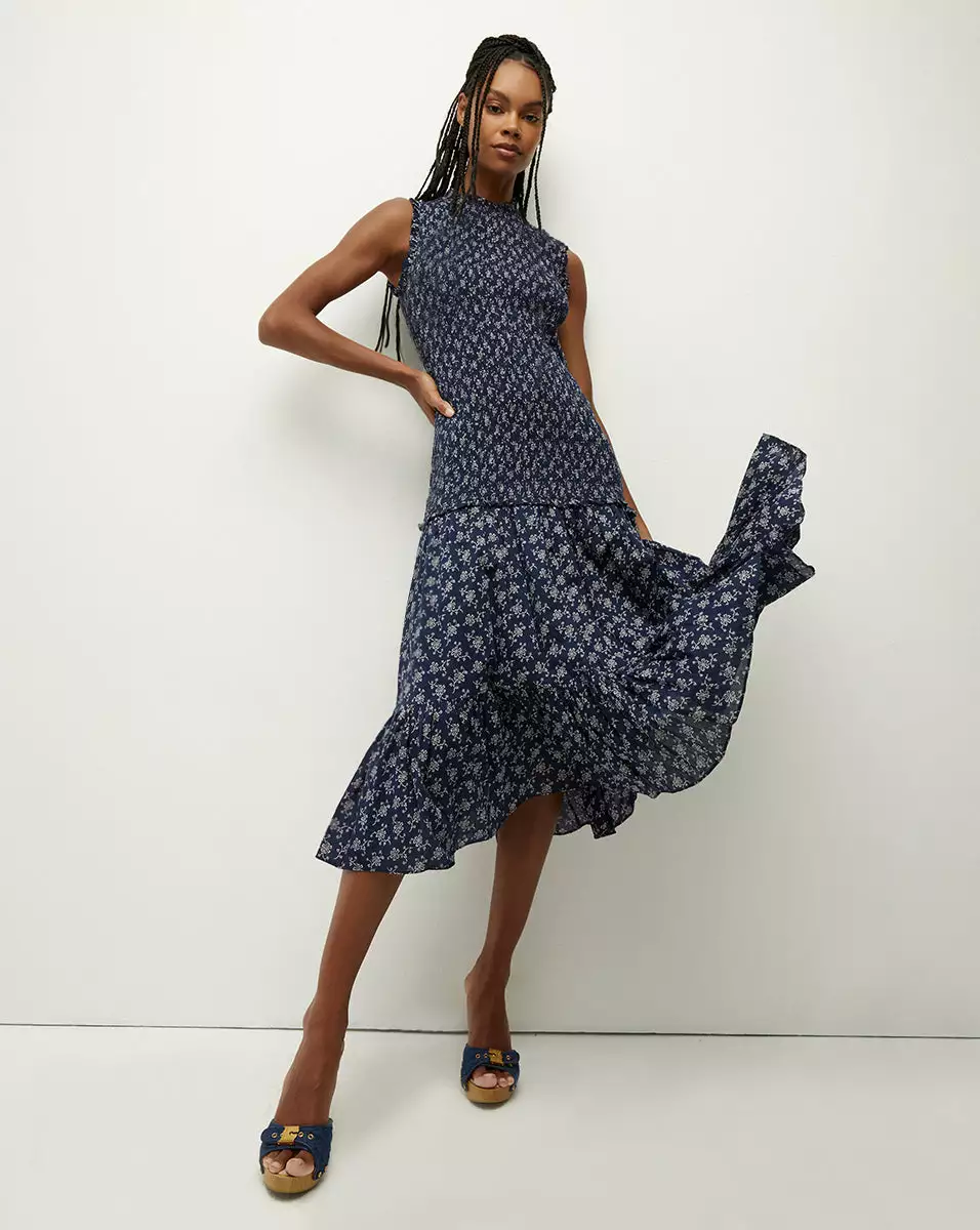 Veronica Beard Verena Smocked Cotton-Voile Dress 1 Veronica Beard Verena Smocked Cotton-Voile Dress