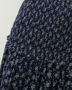 Veronica Beard Verena Smocked Cotton-Voile Dress 7 Veronica Beard Verena Smocked Cotton-Voile Dress -Veronica Beard Sales 2023 2306CO2720294 MARINE OFFWHITE PRODUCT 03