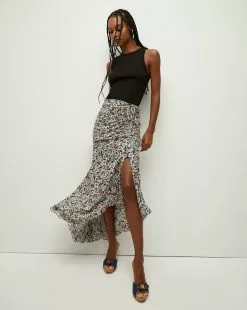 Veronica Beard Lucien Floral Silk Skirt