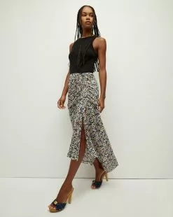 Veronica Beard Lucien Floral Silk Skirt -Veronica Beard Sales 2023 2306GGT0630325 BLKMULTI PRODUCT 04