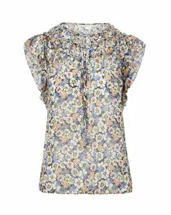Veronica Beard Ayan Floral Silk Top -Veronica Beard Sales 2023 2306GGT0640540 BLACKMULTI 01