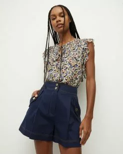 Veronica Beard Ayan Floral Silk Top