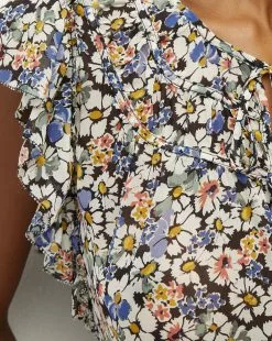 Veronica Beard Ayan Floral Silk Top -Veronica Beard Sales 2023 2306GGT0640540 BLKMULTI PRODUCT 03