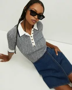 Veronica Beard Soza Polo Top -Veronica Beard Sales 2023 2306KN4139856 NAVYMULTI PRODUCT 01