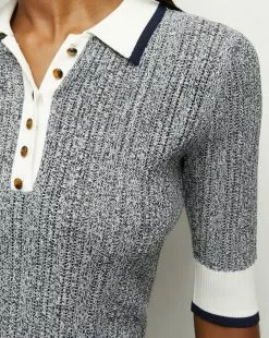 Veronica Beard Soza Polo Top -Veronica Beard Sales 2023 2306KN4139856 NAVYMULTI PRODUCT 03