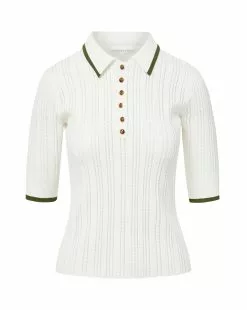 Veronica Beard Soza Polo Top -Veronica Beard Sales 2023 2306KN4139856 OFF WHITE afa1528c a6e7 4ad4 b50c 68b8706303cd