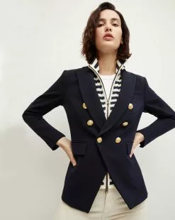 Veronica Beard Charlton Knit Dickey -Veronica Beard Sales 2023 2306KN5005370 NAVY WHITE PRODUCT 03