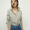 Veronica Beard Barnette Striped Button-Down Shirt -Veronica Beard Sales 2023 2306PO2640100 BRIGHTARMY WHT PRODUCT 01