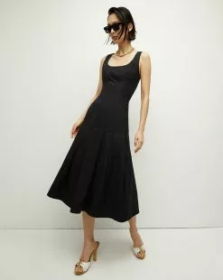Veronica Beard Jolie Midi Dress -Veronica Beard Sales 2023 2306SCP20629 BLK PRODUCT 01