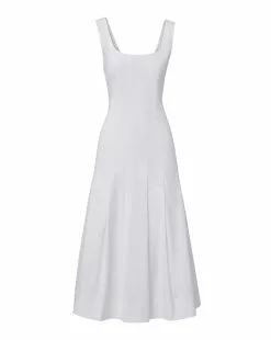 Veronica Beard Jolie Midi Dress -Veronica Beard Sales 2023 2306SCP20629 WHITE