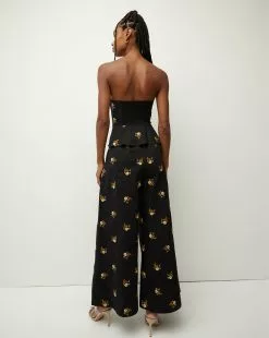Veronica Beard Mazum Floral-Embroidered Wide-Leg Pant -Veronica Beard Sales 2023 2307EM4960350 PRODUCT 04