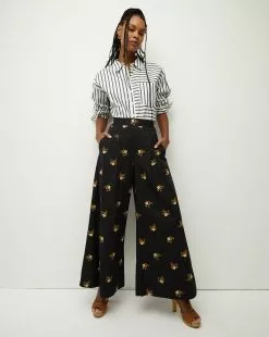 Veronica Beard Mazum Floral-Embroidered Wide-Leg Pant -Veronica Beard Sales 2023 2307EM4960350 PRODUCT 05