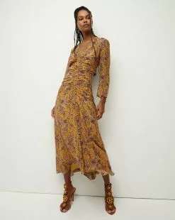Veronica Beard Ferrara Dress -Veronica Beard Sales 2023 2307GGT0620782 SAFFRONMULTI PRODUCT 03