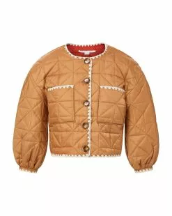 Veronica Beard Leal Quilted Reversible Jacket -Veronica Beard Sales 2023 2307OW6610472 CAMEL NANTUCKETRED