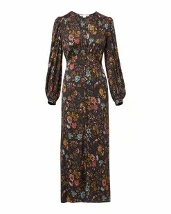 Veronica Beard Terina Floral Stretch-Silk Dress -Veronica Beard Sales 2023 2308FL3320723 BLACK MULTI