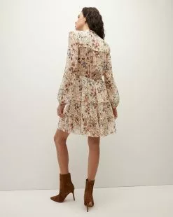 Veronica Beard Justine Floral Silk-Georgette Dress 8 Veronica Beard Justine Floral Silk-Georgette Dress -Veronica Beard Sales 2023 2308GGT0620704 ECRUMULTI PRODUCT 05