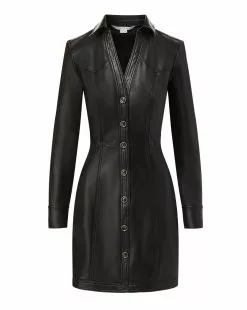 Veronica Beard Garrett Vegan Leather Dress -Veronica Beard Sales 2023 2308LT5120720 BLACK