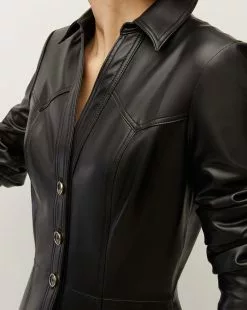 Veronica Beard Garrett Vegan Leather Dress -Veronica Beard Sales 2023 2308LT5120720 BLK PRODUCT 03