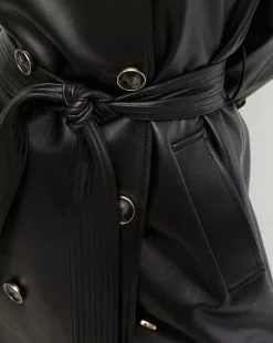 Veronica Beard Conneley Vegan Leather Dickey Trench Coat -Veronica Beard Sales 2023 2308LT5170252 BLK PRODUCT 03