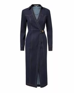 Veronica Beard Arlington Denim Wrap Dress -Veronica Beard Sales 2023 2308NV2620719 DARKOXFORD