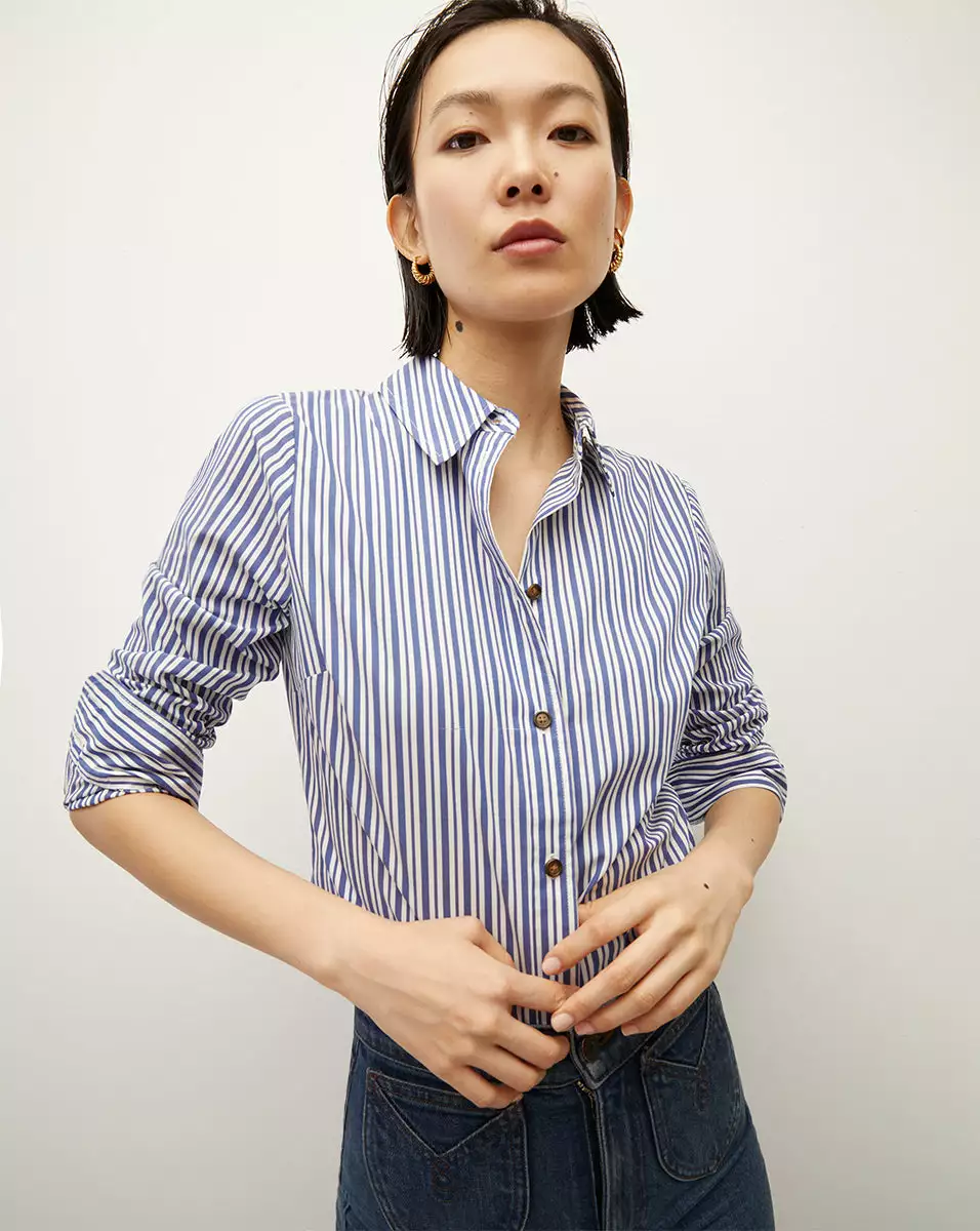 Veronica Beard Libby Striped Poplin Button-Down Shirt 1 Veronica Beard Libby Striped Poplin Button-Down Shirt