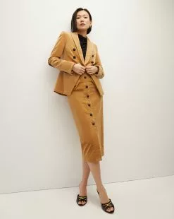 Veronica Beard Barrie Corduroy Skirt -Veronica Beard Sales 2023 2308SU4030342 KHAKI PRODUCT 04