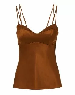 Veronica Beard Donita Stretch-Silk Charmeuse Cami -Veronica Beard Sales 2023 2309CHM0440615 DARKOCHRE