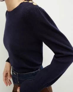 Veronica Beard Nelia Cashmere Pullover | Button Accent 16 Veronica Beard Nelia Cashmere Pullover | Button Accent -Veronica Beard Sales 2023 2309KA1290256 NAVY PRODUCT 01