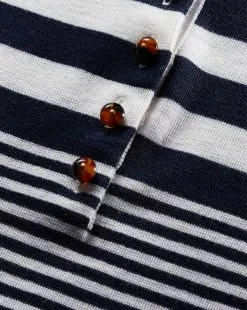 Veronica Beard Raj Striped Polo Top -Veronica Beard Sales 2023 2309KA1390231 IVORY NAVY PRODUCT 04