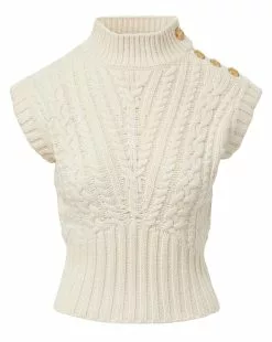 Veronica Beard Holton Lambswool Knit Vest -Veronica Beard Sales 2023 2309KA2090236 OFFWHITE