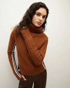Veronica Beard Maril Lambswool Turtleneck -Veronica Beard Sales 2023 2309KA2090239 DARKOCHRE PRODUCT 01