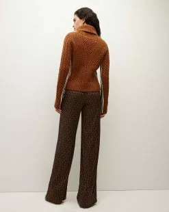 Veronica Beard Maril Lambswool Turtleneck -Veronica Beard Sales 2023 2309KA2090239 DARKOCHRE PRODUCT 04