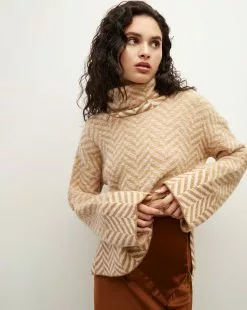 Veronica Beard Bolina Herringbone Knit Sweater