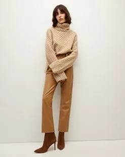 Veronica Beard Bolina Herringbone Knit Sweater -Veronica Beard Sales 2023 2309KA2790237 CAMEL PRODUCT 05