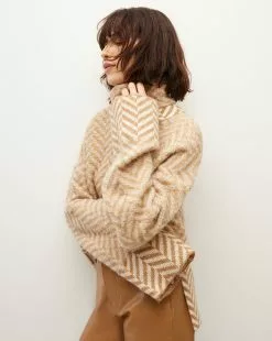 Veronica Beard Bolina Herringbone Knit Sweater -Veronica Beard Sales 2023 2309KA2790237 CAMEL PRODUCT 06