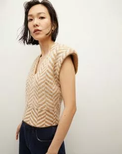 Veronica Beard Dutton Herringbone Knit Vest
