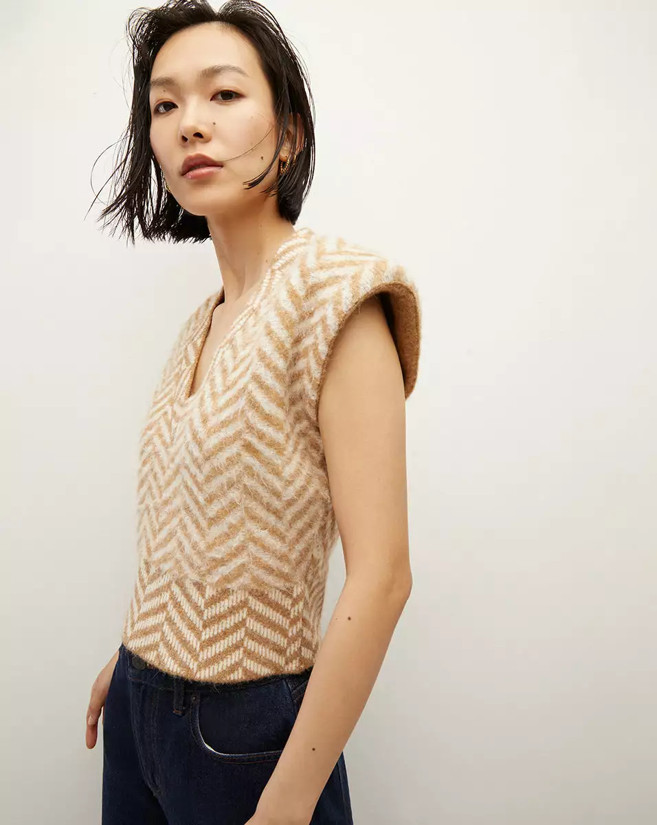 Veronica Beard Dutton Herringbone Knit Vest 1 Veronica Beard Dutton Herringbone Knit Vest